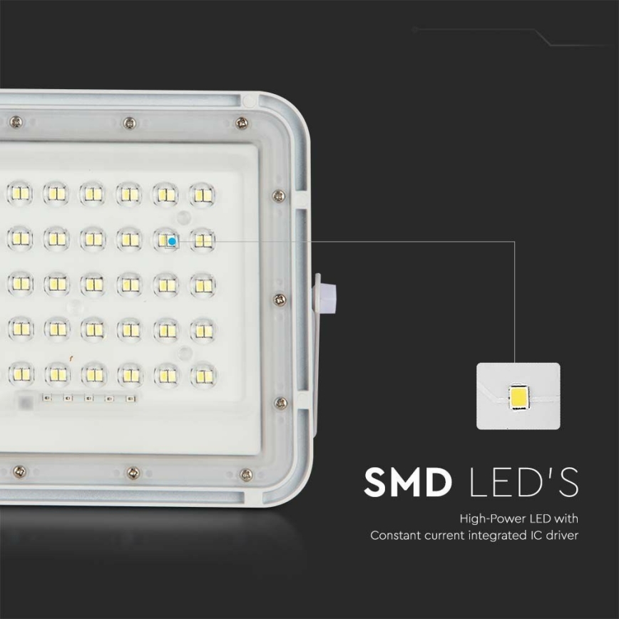 LED Zunanja zatemnitvena solarna reflektor LED/10W/3,2V IP65 4000K 6000 mAh bela + Daljinski upravljalnik