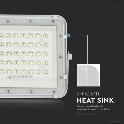 LED Zunanja zatemnitvena solarna reflektor LED/10W/3,2V IP65 4000K 6000 mAh bela + Daljinski upravljalnik