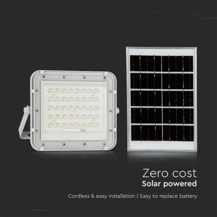 LED Zunanja zatemnitvena solarna reflektor LED/10W/3,2V IP65 4000K 6000 mAh bela + Daljinski upravljalnik