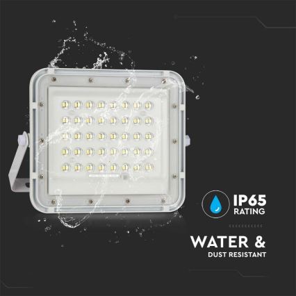 LED Zunanja zatemnitvena solarna reflektor LED/10W/3,2V IP65 4000K 6000 mAh bela + Daljinski upravljalnik