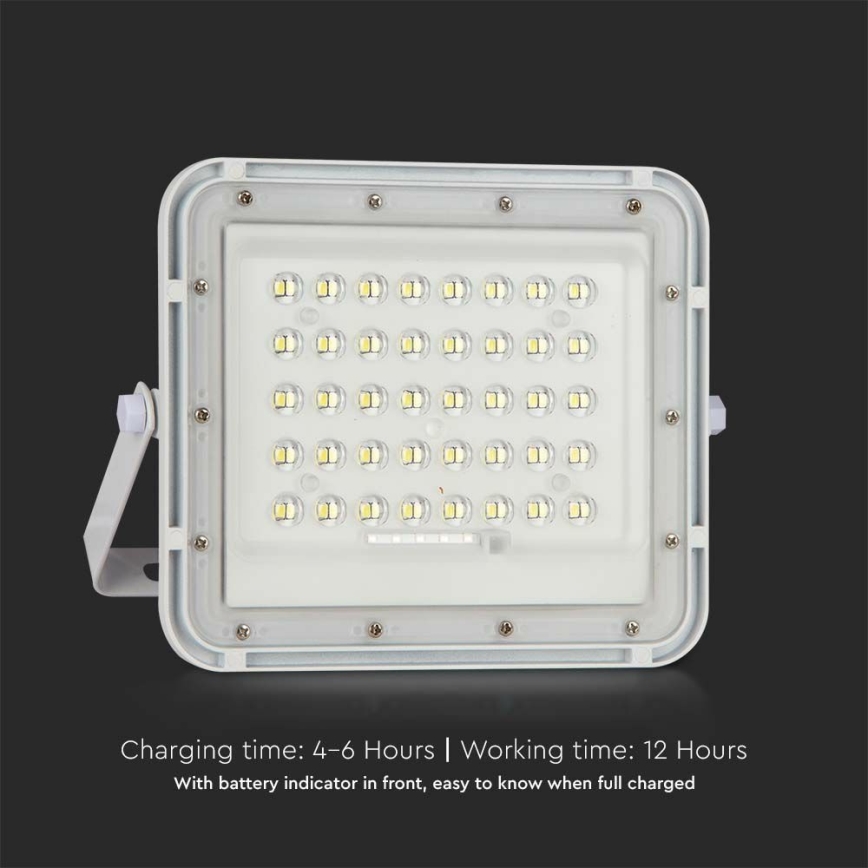 LED Zunanja zatemnitvena solarna reflektor LED/10W/3,2V IP65 4000K 6000 mAh bela + Daljinski upravljalnik