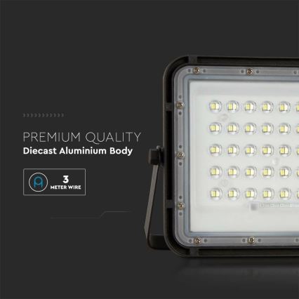 LED Zunanji zatemnitven solarni reflektor LED/10W/3,2V IP65 4000K črna + Daljinski upravljalnik