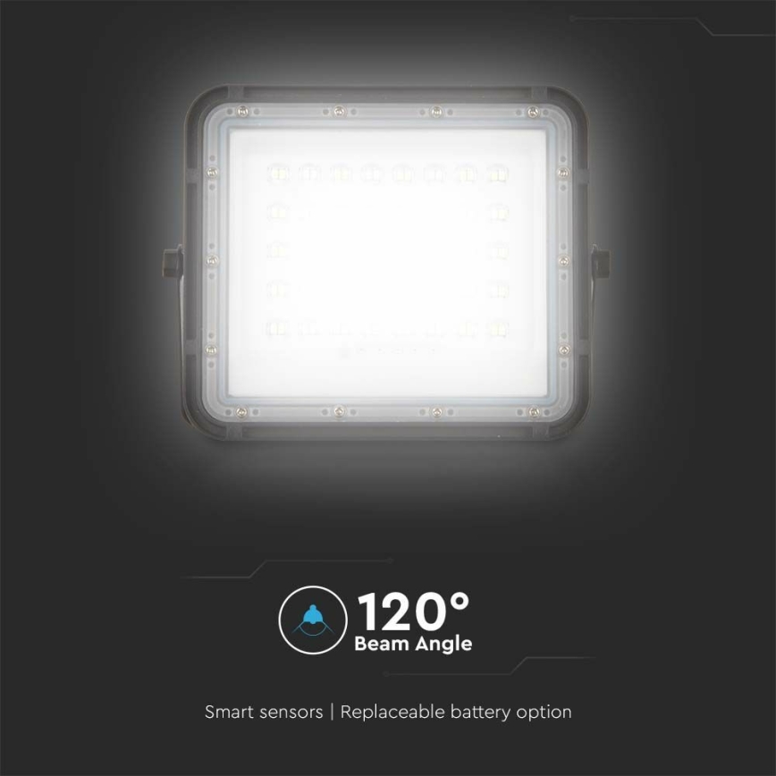 LED Zunanji zatemnitven solarni reflektor LED/10W/3,2V IP65 4000K črna + Daljinski upravljalnik