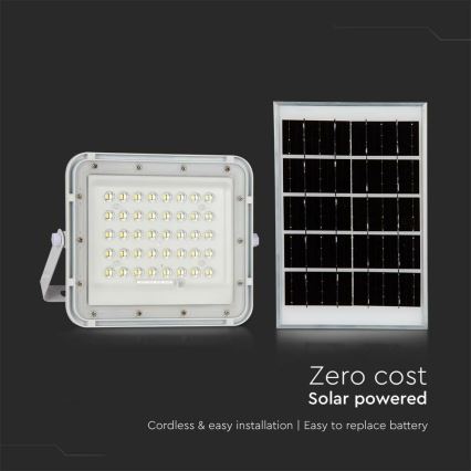 LED Zunanji zatemnitven solarni reflektor LED/10W/3,2V IP65 6400K bela + Daljinski upravljalnik