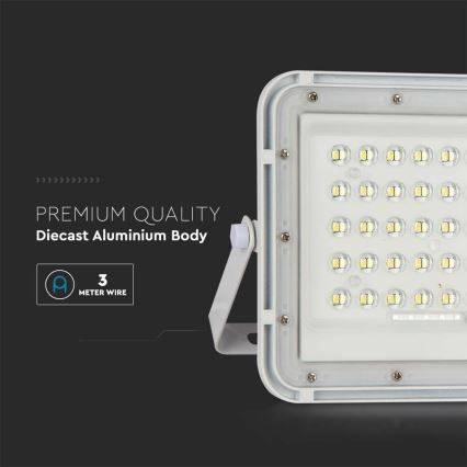 LED Zunanji zatemnitven solarni reflektor LED/10W/3,2V IP65 6400K bela + Daljinski upravljalnik