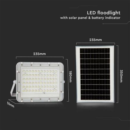 LED Zunanji zatemnitven solarni reflektor LED/15W/3,2V IP65 4000K bela + Daljinski upravljalnik