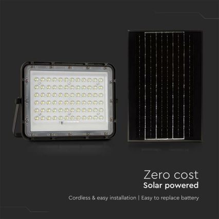 LED Zunanji zatemnitven solarni reflektor LED/15W/3,2V IP65 4000K črna + Daljinski upravljalnik