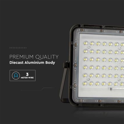 LED Zunanji zatemnitven solarni reflektor LED/15W/3,2V IP65 4000K črna + Daljinski upravljalnik