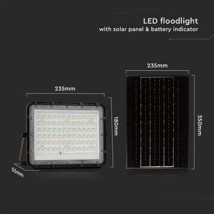 LED Zunanji zatemnitven solarni reflektor LED/15W/3,2V IP65 4000K črna + Daljinski upravljalnik