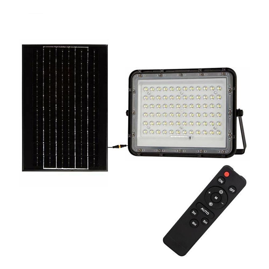 LED Zunanji solarni reflektor LED/15W/3,2V IP65 6400K črna + Daljinski upravljalnik