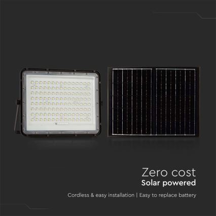 LED Zunanji solarni reflektor LED/200W/3,2V 4000K črna IP65 + Daljinski upravljalnik