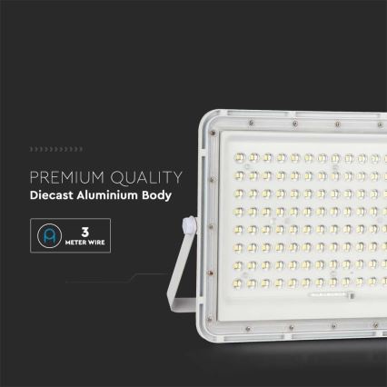 LED Zunanji solarni reflektor LED/20W/3,2V 6400K bela IP65 + Daljinski upravljalnik