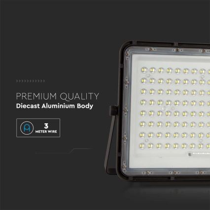 LED Zunanji solarni reflektor LED/20W/3,2V 6400K črna IP65 + Daljinski upravljalnik