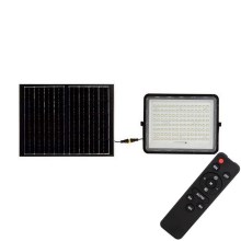 LED Zunanji solarni reflektor LED/20W/3,2V 6400K črna IP65 + Daljinski upravljalnik