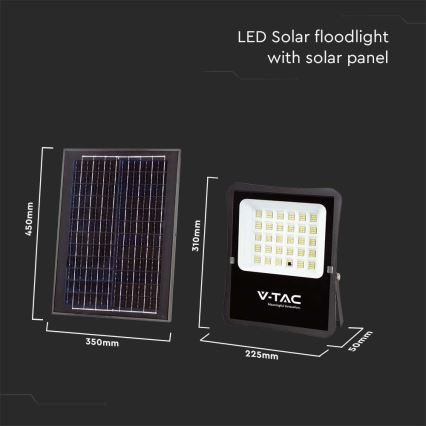 LED Zunanji solarni reflektor LED/20W/3,2V 6400K IP65 + Daljinski upravljalnik