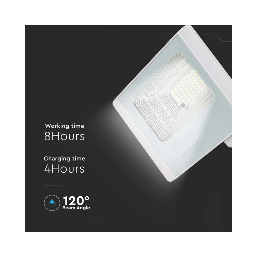 LED Zunanji solarni reflektor LED/20W/3,2V IP65 4000K + Daljinski upravljalnik