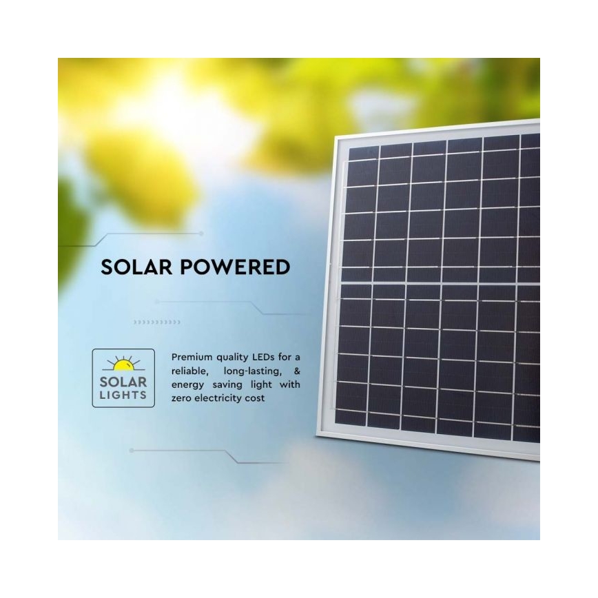 LED Zunanji solarni reflektor LED/20W/3,2V IP65 4000K + Daljinski upravljalnik