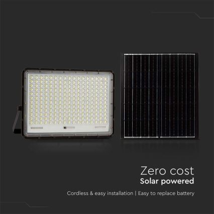 LED Zunanji solarni reflektor LED/30W/3,2V 4000K črna IP65 + Daljinski upravljalnik