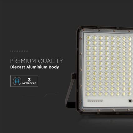 LED Zunanji solarni reflektor LED/30W/3,2V 4000K črna IP65 + Daljinski upravljalnik