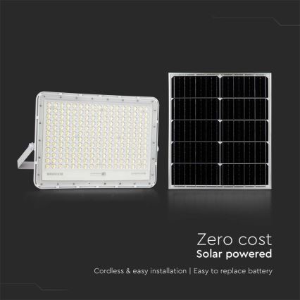 LED Zunanji solarni reflektor LED/30W/3,2V 6400K bela IP65 + Daljinski upravljalnik