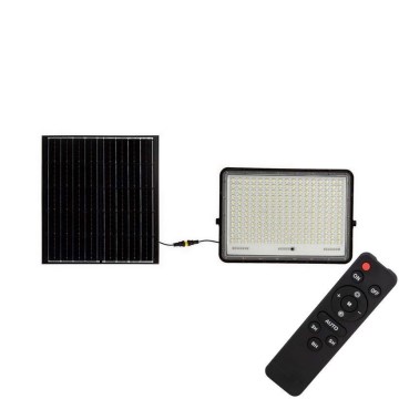 LED Zunanji solarni reflektor LED/30W/3,2V 6400K črna IP65 + Daljinski upravljalnik