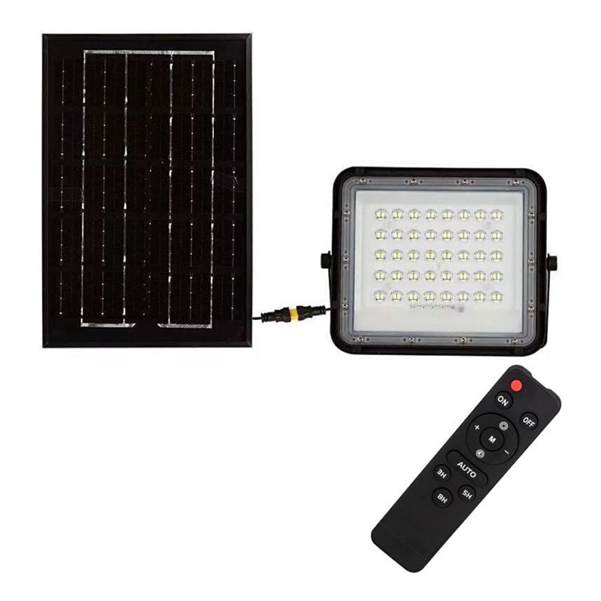 LED Zunanji solarni reflektor LED/6W/3,2V IP65 6400K črna + Daljinski upravljalnik