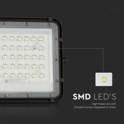 LED Zunanji solarni reflektor LED/6W/3,2V IP65 6400K črna + Daljinski upravljalnik