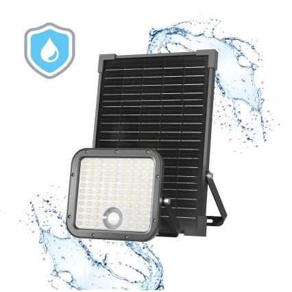 LED Zunanji solarni reflektor s senzorjem LED/30W/6,4V IP65 3000/4000K + Daljinski upravljalnik