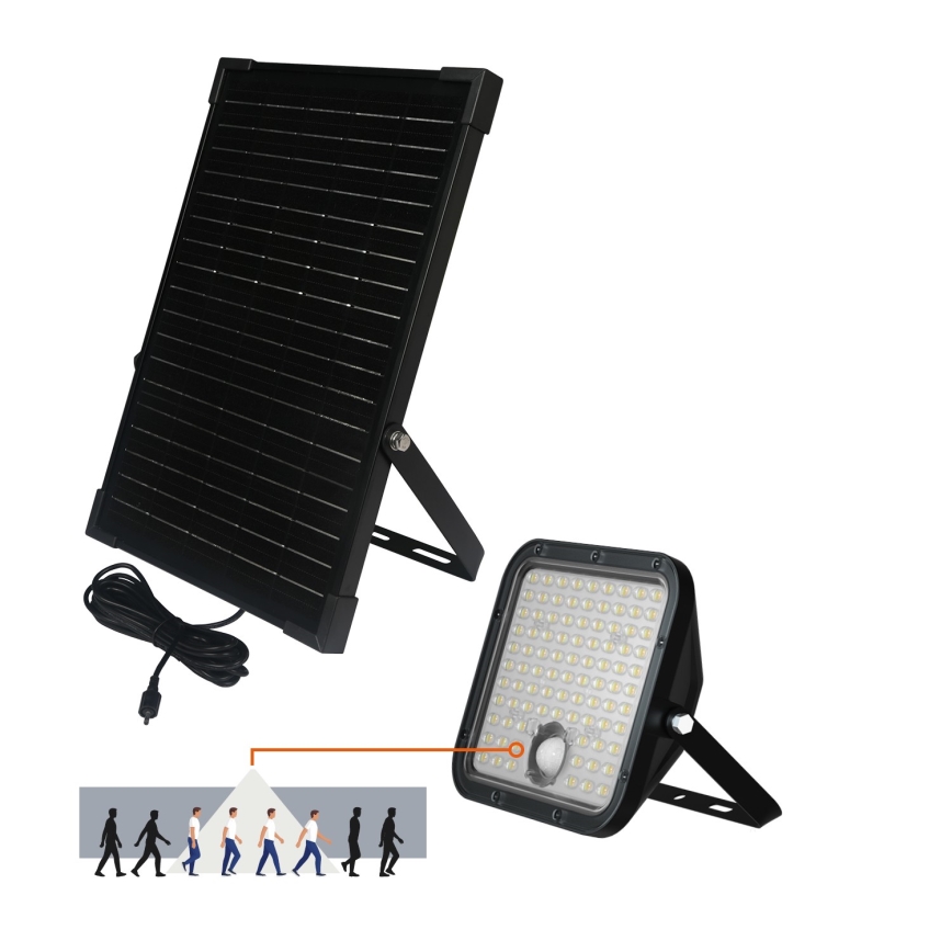LED Zunanji solarni reflektor s senzorjem LED/30W/6,4V IP65 3000/4000K + Daljinski upravljalnik