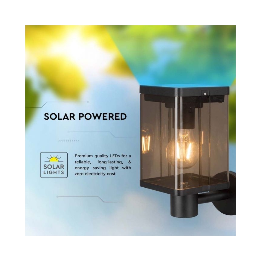 LED Zunanji solarni stenska svetilka s senzorjem LED/2,5W/3,7V 3000K IP54