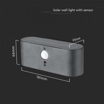 LED Zunanji solarni stenska svetilka s senzorjem LED/2,5W/3,7V 3000K IP54