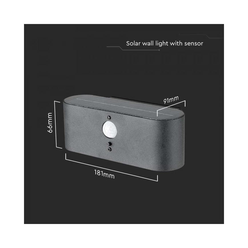 LED Zunanji solarni stenska svetilka s senzorjem LED/2,5W/3,7V 3000K IP54