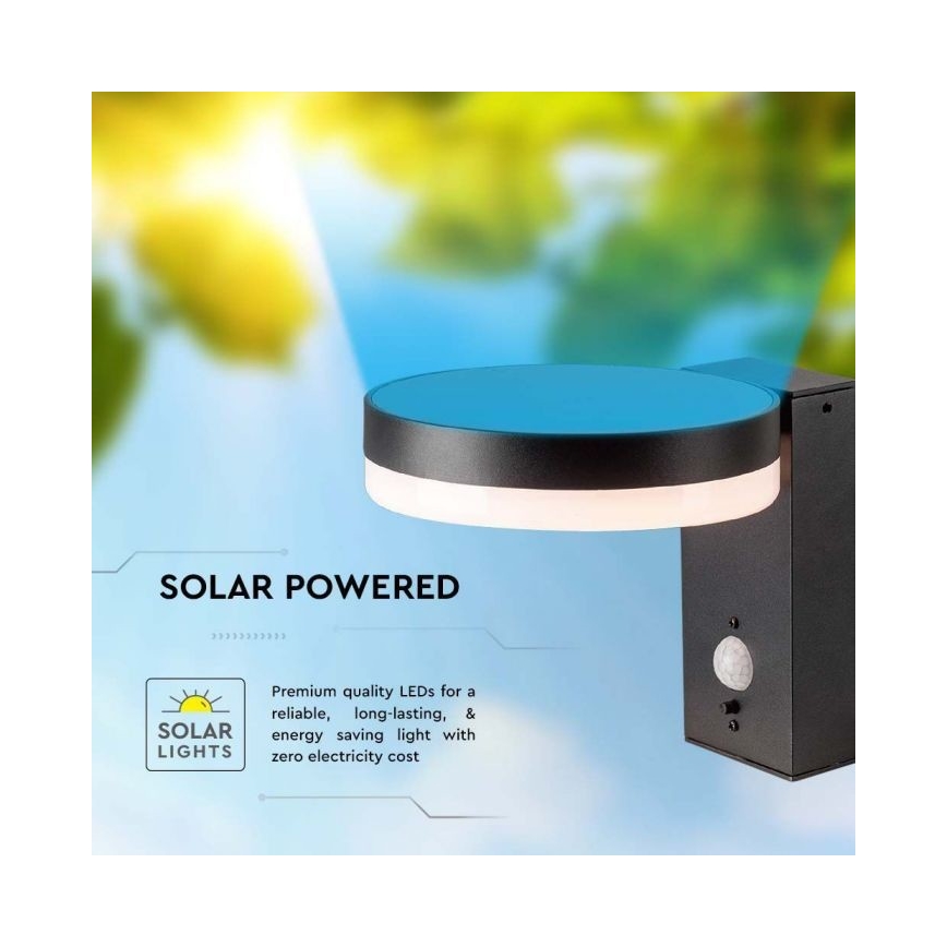 LED Zunanji solarni stenska svetilka s senzorjem LED/5,5W/3,7V 3000K IP54