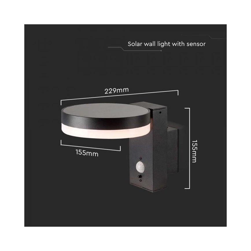 LED Zunanji solarni stenska svetilka s senzorjem LED/5,5W/3,7V 3000K IP54