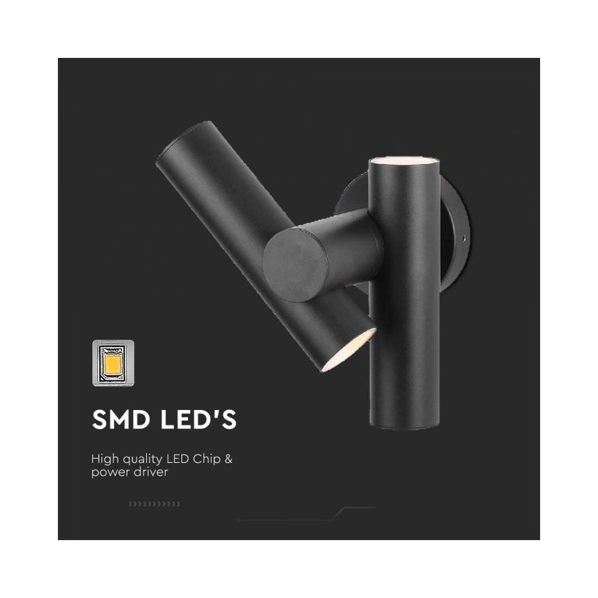 LED Zunanji wall flexible reflektor 2xLED/3W/230V 3000K IP44 črna