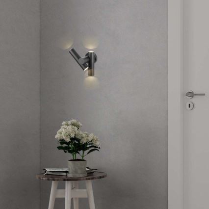LED Zunanji wall flexible reflektor 2xLED/3W/230V 4000K IP44 črna