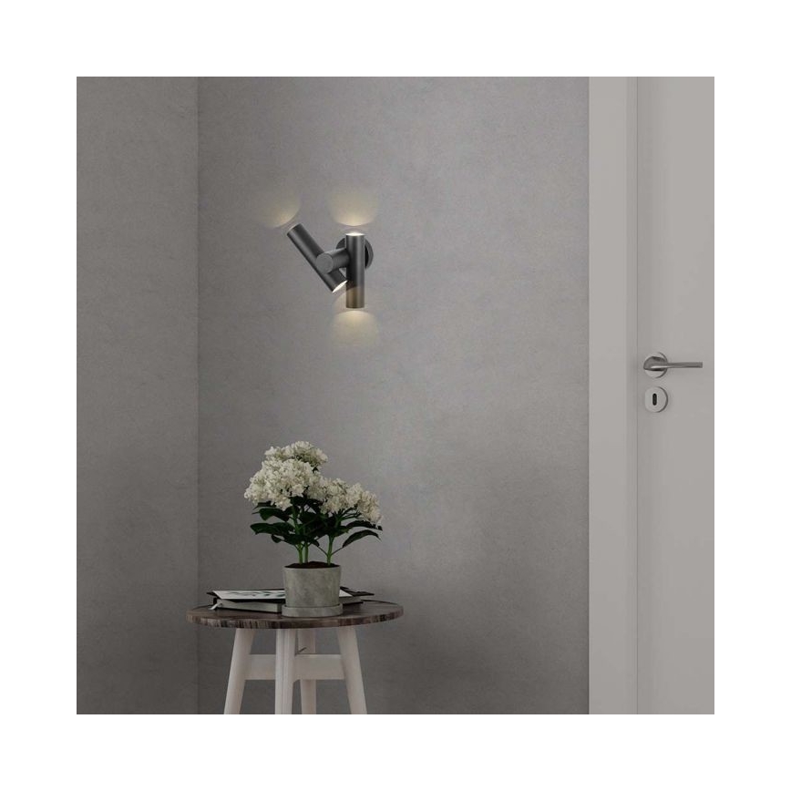 LED Zunanji wall flexible reflektor 2xLED/3W/230V 4000K IP44 črna