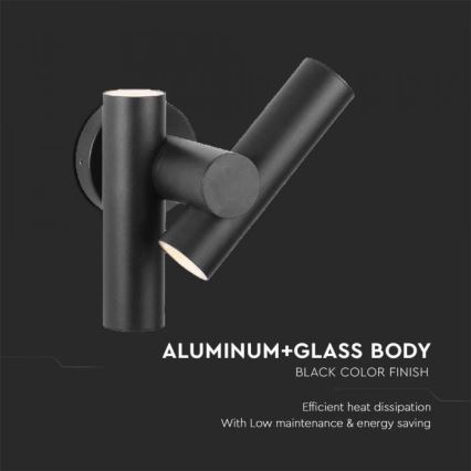 LED Zunanji wall flexible reflektor 2xLED/3W/230V 4000K IP44 črna