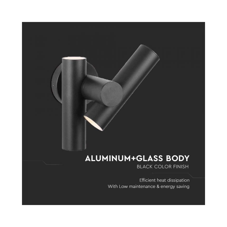 LED Zunanji wall flexible reflektor 2xLED/3W/230V 4000K IP44 črna