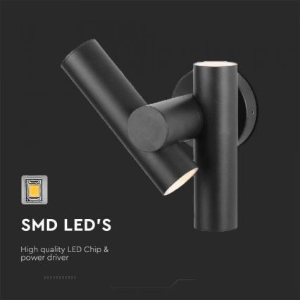 LED Zunanji wall flexible reflektor 2xLED/3W/230V 4000K IP44 črna