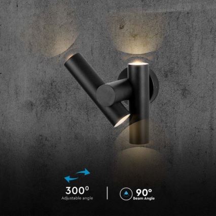 LED Zunanji wall flexible reflektor 2xLED/3W/230V 4000K IP44 črna