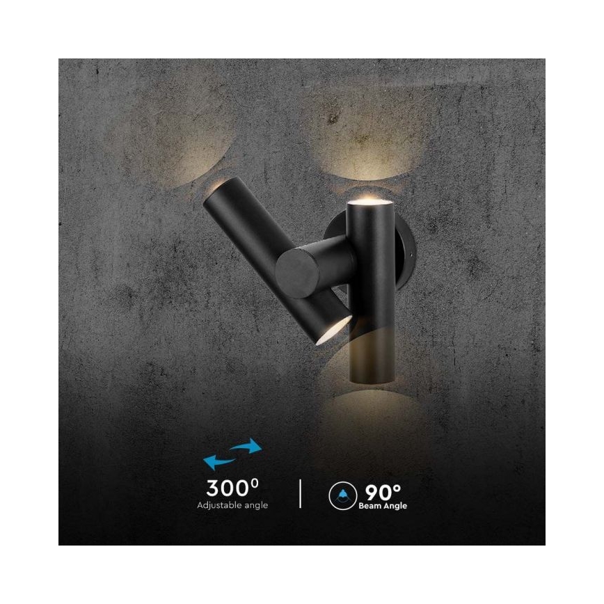 LED Zunanji wall flexible reflektor 2xLED/3W/230V 4000K IP44 črna