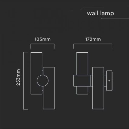 LED Zunanji wall flexible reflektor 2xLED/3W/230V 4000K IP44 črna