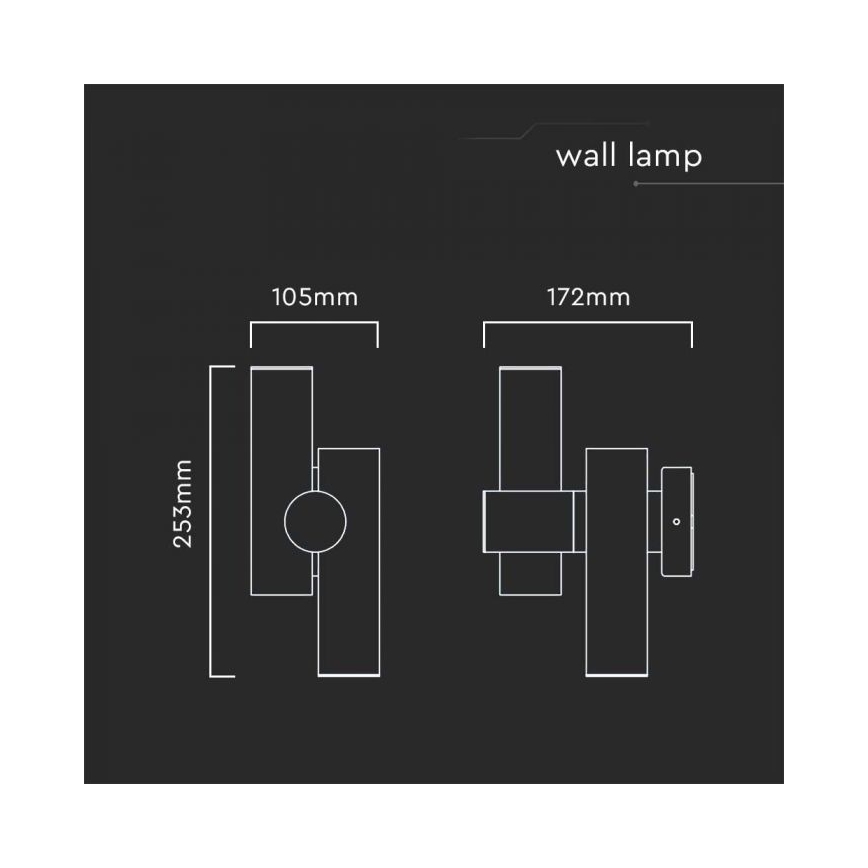 LED Zunanji wall flexible reflektor 2xLED/3W/230V 4000K IP44 črna