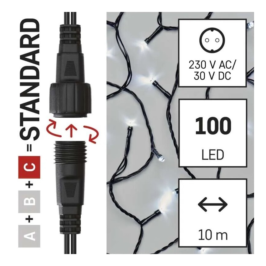 LED zunanji svetlobni niz 100xLED/10m IP44 hladna bela