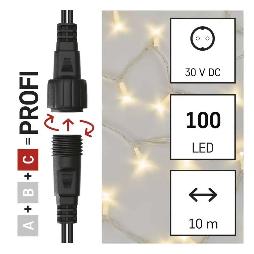 LED zunanji svetlobni niz 100xLED/10m IP44 topla bela