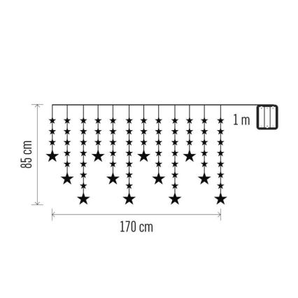 LED zunanji svetlobni niz 120xLED 3xAA 1,7 m IP44 topla bela