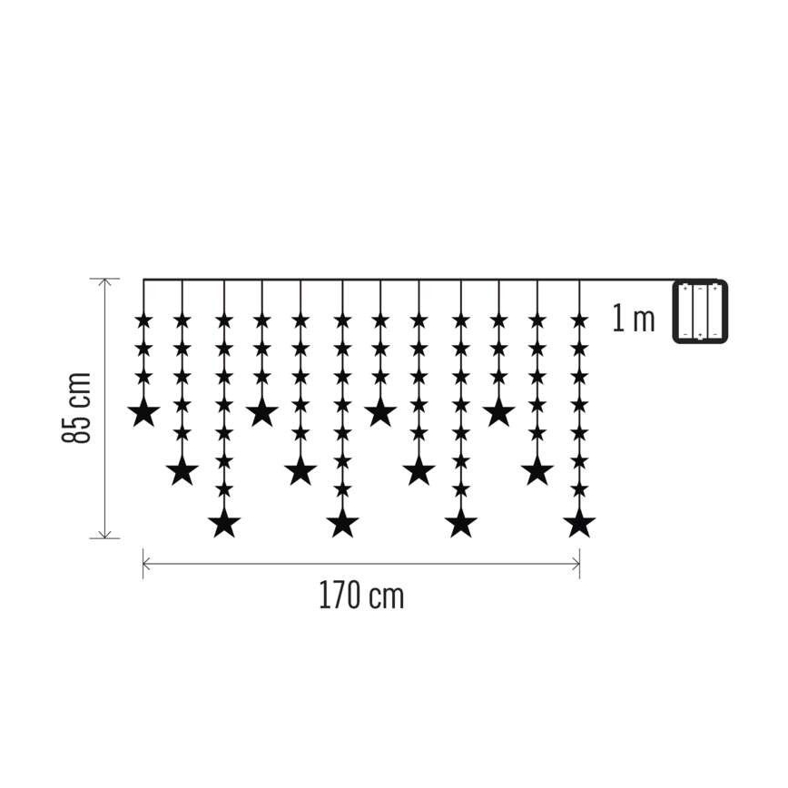 LED zunanji svetlobni niz 120xLED 3xAA 1,7 m IP44 topla bela