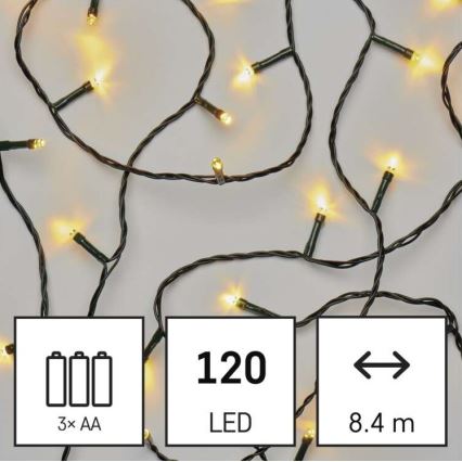 LED  zunanji svetlobni niz 120xLED/3xAA 8,9m IP44 topla bela