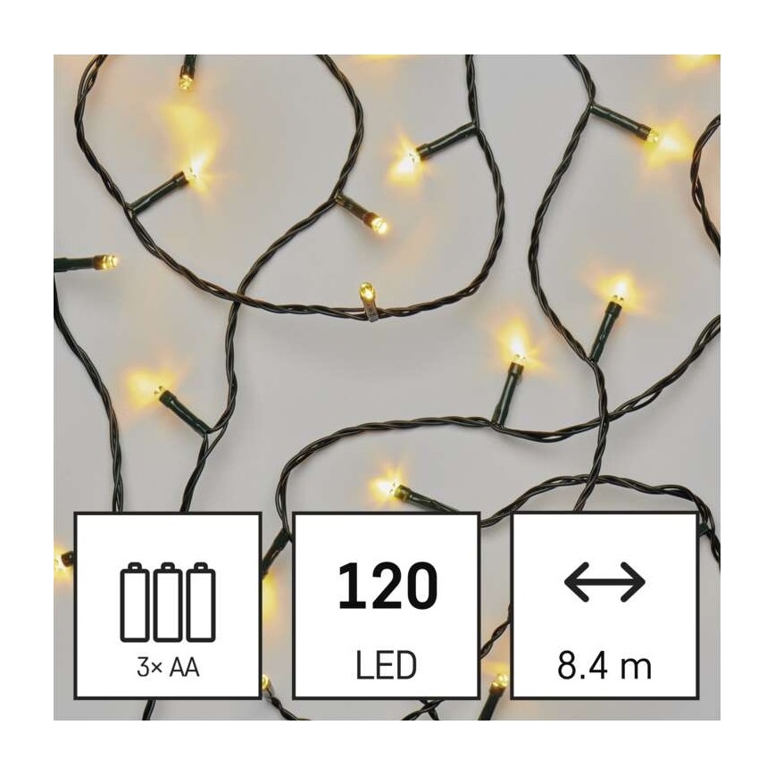 LED  zunanji svetlobni niz 120xLED/3xAA 8,9m IP44 topla bela